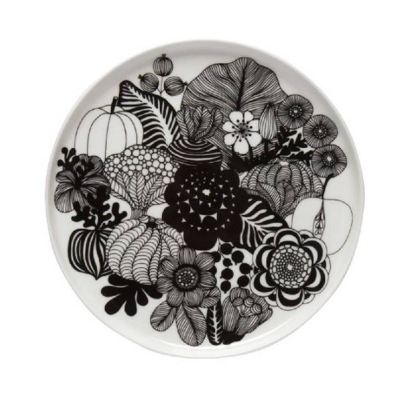Marimekko Frühstücksteller Teller Oiva-Siirtolapuutarha Weiß-Schwarz (20cm) von Marimekko