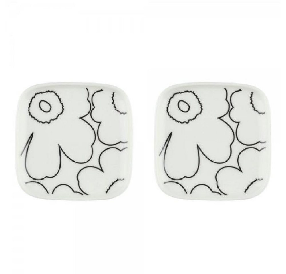 Marimekko Frühstücksteller Teller Oiva Unikko Piirto White Black (10x10cm) (2-teilig) von Marimekko