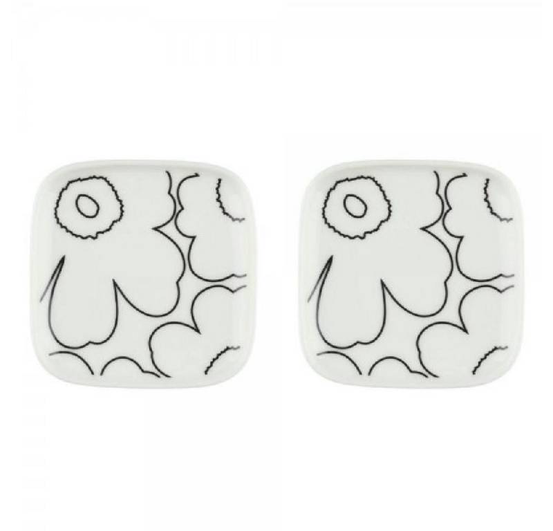 Marimekko Frühstücksteller Teller Oiva Unikko Piirto White Black (10x10cm) (2-teilig) von Marimekko