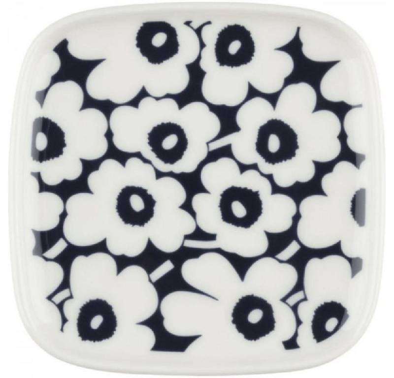 Marimekko Frühstücksteller Teller Oiva Unikko Pikkuinen White Darkblue (10x10cm) von Marimekko