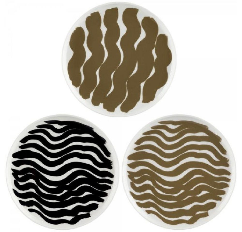 Marimekko Frühstücksteller Teller-Set Hyräily White-Wet Sand-Black (20cm) (3-teilig) von Marimekko