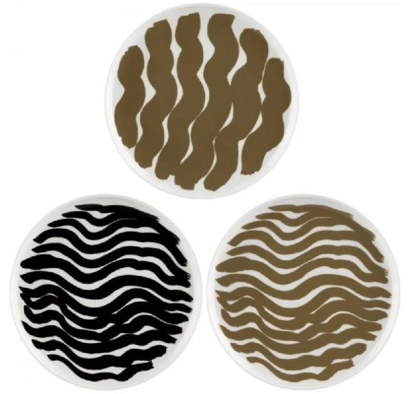 Marimekko Frühstücksteller Teller-Set Hyräily White-Wet Sand-Black (20cm) (3-teilig) von Marimekko