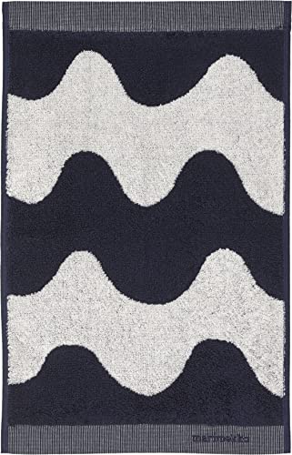 Marimekko - Gästehandtuch, Handtuch Lokki - Baumwolle - Farbe: Off-White-Dark Blue - 30 x 50 cm von Marimekko
