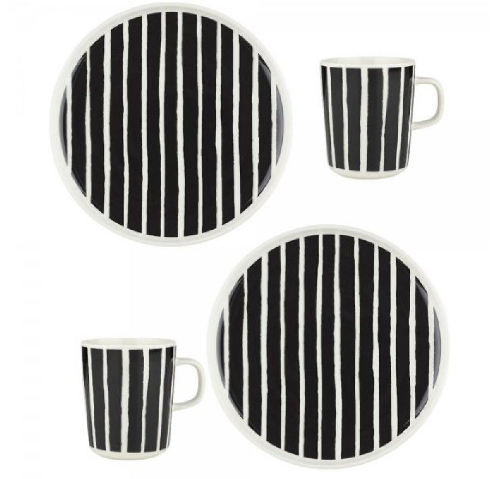 Marimekko Geschirr-Set Geschirr-Set Oiva Unikko Piccolo White Black (4-teilig) von Marimekko