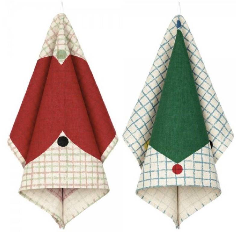 Marimekko Geschirrtuch Geschirrtücher Kalendi & Losange Cotton-Red-Green (43x60cm) (2-teilig) von Marimekko