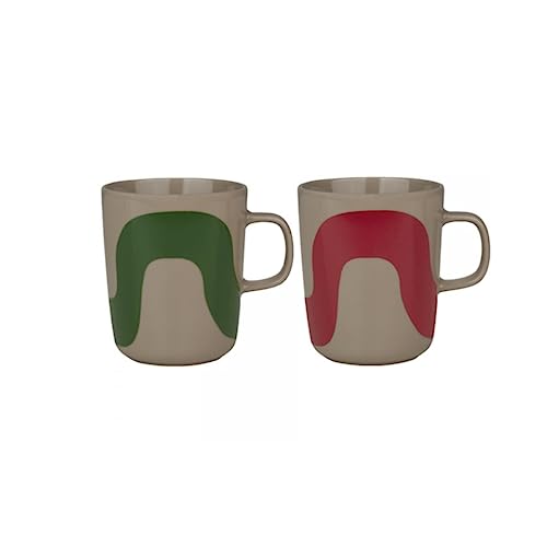 Marimekko Oiva/Seireeni mug 2,5 dl, 2 pcs - terra, green, red von Marimekko