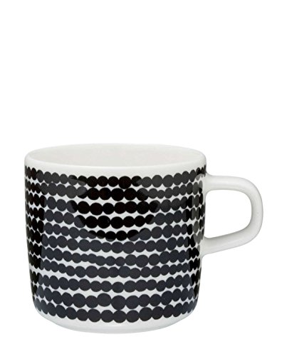 Marimekko - Oiva/Siirtolapuutarha - Kaffeetasse - Weiß/Schwarz/Räsymatto - Ø7,5xH7cm - 2 dl von Marimekko