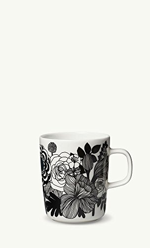 Marimekko - Oiva/Siirtolapuutarha - Tasse - Kaffeetasse - Weiß/Schwarz/Türkis - 2,5 dl - Ø8xH9,5cm von Marimekko