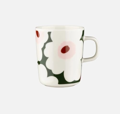 Marimekko Oiva/Unikko Mug 2,5 dl, White, dk.Green, lt.pink von Marimekko