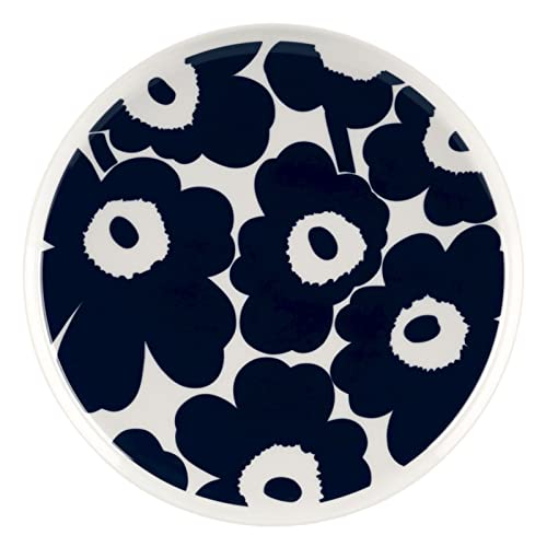 Marimekko Oiva/Unikko Plate 25 cm - White, Dark Blue von Marimekko