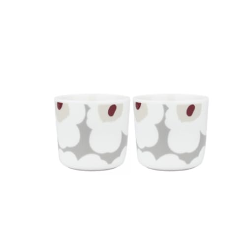 Marimekko Oiva/Unikko coffee cup 2 dl - white, lt.grey, red, yellow von Marimekko