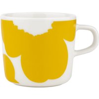 Marimekko - Oiva Iso Unikko Becher mit Henkel, 200 ml, weiß / spring yellow von Marimekko