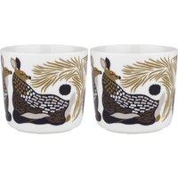 Marimekko - Oiva Peura Becher, 200 ml, weiß / coal / mud / hellgrau (2er-Set) von Marimekko