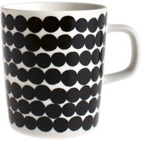 Marimekko - Oiva Räsymatto Becher mit Henkel 250 ml, weiß / schwarz von Marimekko