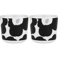 Marimekko - Oiva Unikko Becher, 200 ml, weiß / coal / silber (2er-Set) von Marimekko