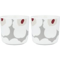 Marimekko - Oiva Unikko Becher, 200 ml, weiß / hellgrau / rot (2er-Set) (Pre-Spring 2024) von Marimekko