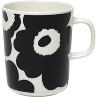 Marimekko - Oiva Unikko Becher mit Henkel, 250 ml, schwarz / weiß von Marimekko