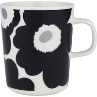 Marimekko - Oiva Unikko Becher mit Henkel, 250 ml, weiß / schwarz / silber von Marimekko