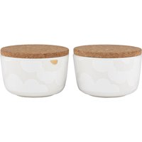 Marimekko - Oiva Unikko Schale mit Deckel, 250 ml, weiß / gold (2er-Set) von Marimekko