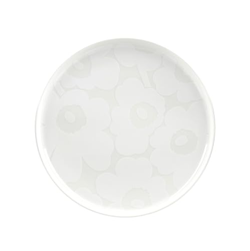 Marimekko - Oiva Unikko Speiseteller aus Steingut, 25,4 cm, Weiß von Marimekko