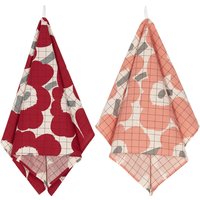 Marimekko - Pieni Unikko Geschirrtuch, cotton / rose / grau (2er-Set) von Marimekko