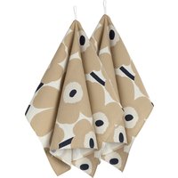 Marimekko - Pieni Unikko Geschirrtuch, 2er-Set, off-white / beige / dunkelblau von Marimekko