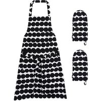 Marimekko - Räsymatto Schürze mit 2 x Ofenhandschuh, weiß / schwarz (3tlg.) von Marimekko