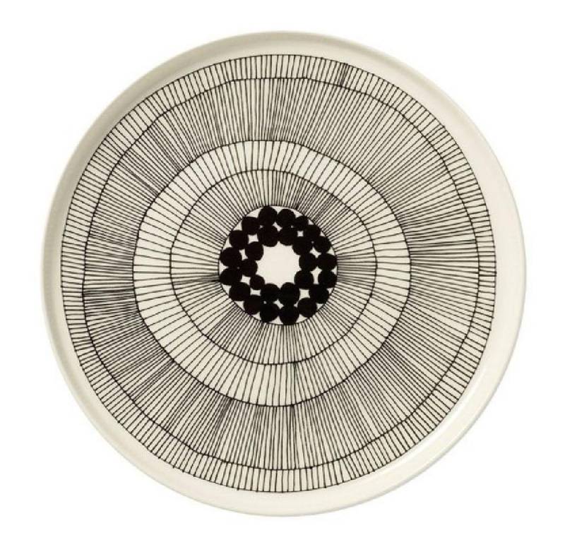 Marimekko Servierplatte Platte Oiva - Siirtolapuutarha Schwarz Weiß (25cm) von Marimekko