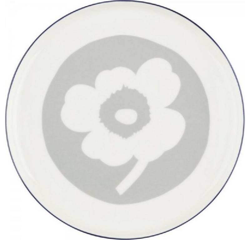 Marimekko Servierplatte Teller Oiva Unikko Weiß-Light Grey Cobalt (25cm) von Marimekko