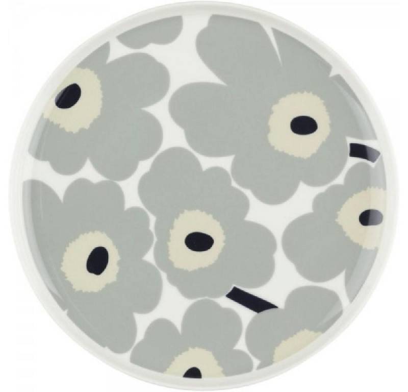 Marimekko Speiseteller Teller Oiva Unikko Weiß-Hellgrau Sand (25cm) von Marimekko