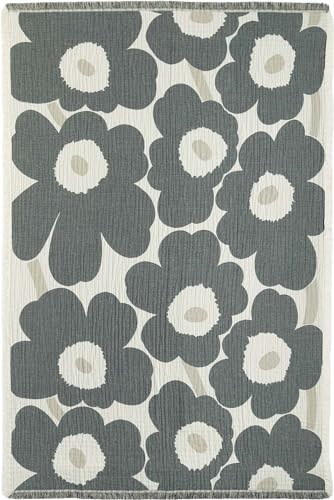 Marimekko Unikko Blanket 150x220 cm - Off White, Charcoal, Sand von Marimekko