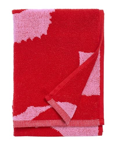 Marimekko Unikko Gästehantücher aus Baumwollfrotee, 30x50cm, Rot/Pink von Marimekko
