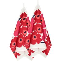 Marimekko - Unikko Geschirrtuch, 2er-Set, weiß / rot von Marimekko