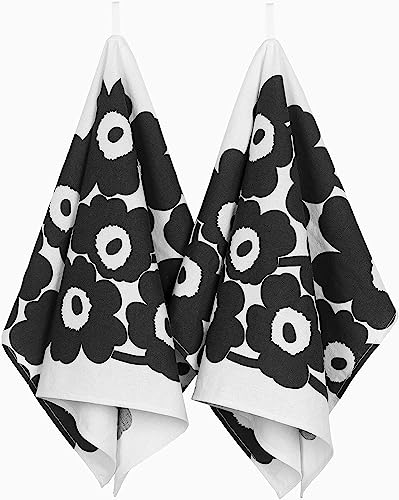 Marimekko Unikko Geschirrtuch 2er Set Schwarz/Weiß von Marimekko
