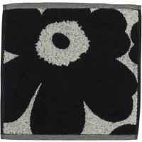 Marimekko - Unikko Jacquard Mini-Handtuch 30 x 30 cm, baumwollweiß / dunkelblau von Marimekko