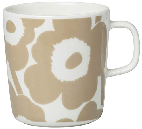 Marimekko - Unikko Mug - Tasse/Kaffeetasse - Steinzeug - Weiss/Beige - (DxH) 9,5 x 10cm - Volumen: 400ml von Marimekko