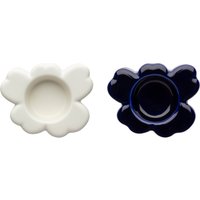 Marimekko - Unikko Teelichthalter, weiß matt / cobalt (2er-Set) (60th Anniversary Collection) von Marimekko