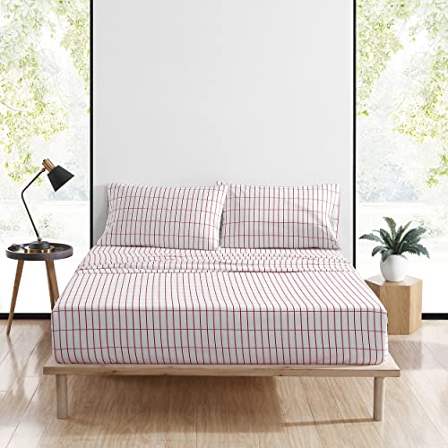 MARIMEKKO - Queensize-Bettlaken-Set, Baumwollperkal-Bettwäsche-Set, knackig und kühl, leicht und atmungsaktiv (Pieni Tiiliskivi Rot, Queen-Size) von Marimekko