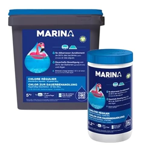 MARINA Chlor zur Dauerbehandlung, Chlortabletten für Pool, kleine Pools, Desinfektion Chlor Kleiner Pool, Dauerdesinfektion Pool von Marina
