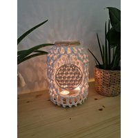 Windlicht Makramee, Boho Windlicht, Tischdeko, Hochzeit Deko, Blume Des Lebens, Spirituelle Yoga, Meditation, Handgemacht, Individuell von MarinasTraumspui