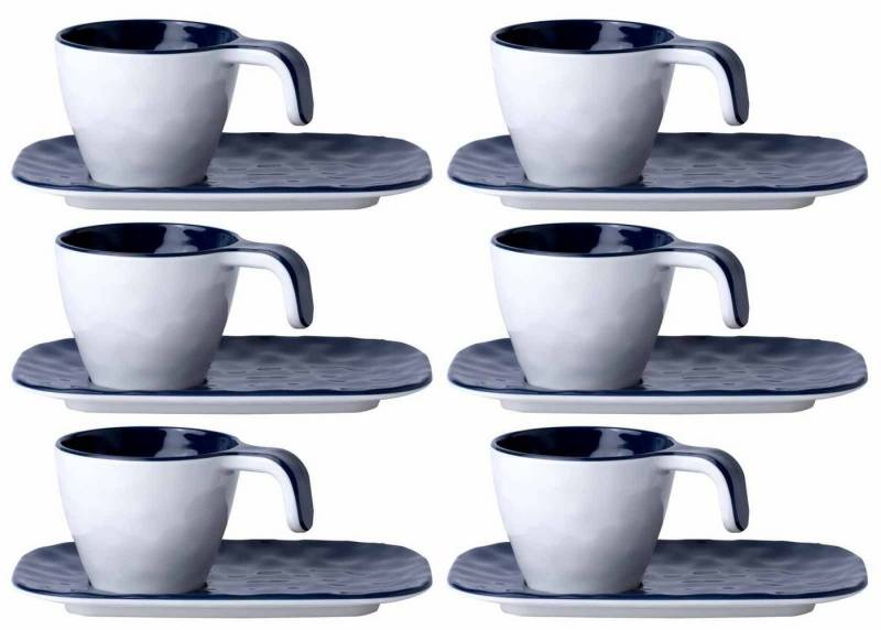 Marine Business Espressotasse Espressotasse mit Unterteller - Harmony Blue - Summer Edition 6er Set, Melamin von Marine Business