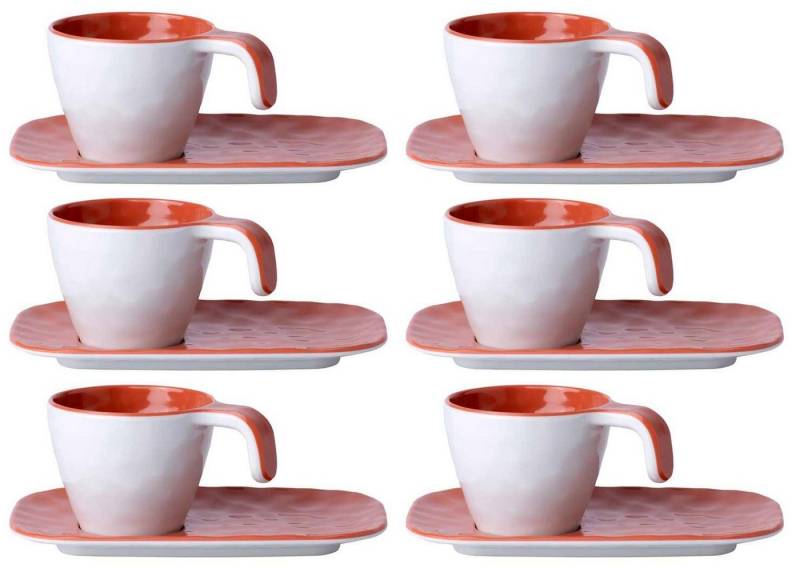Marine Business Espressotasse Espressotasse mit Unterteller - Harmony Coral - Summer Edition 6er Set, Melamin von Marine Business