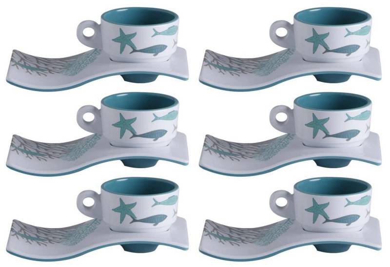 Marine Business Espressotasse Espressotasse mit Welle Untersetzer, Melamin, Coastal - Serie, Melamin von Marine Business