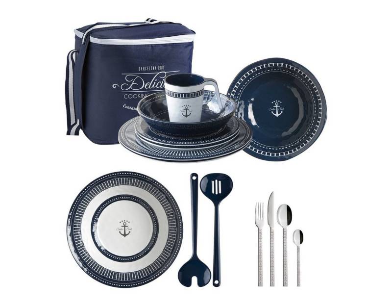 Marine Business Geschirr-Set Geschirr Set Sailor Soul,"Only Eat", 56 teilig, incl. Tragetasche, Melamin von Marine Business
