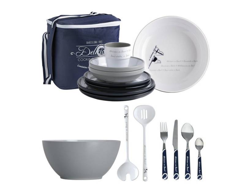 Marine Business Geschirr-Set Geschirr Set Welcome On Board, "Only Eat", 56 teilig, plus Tragetasche, Melamin von Marine Business