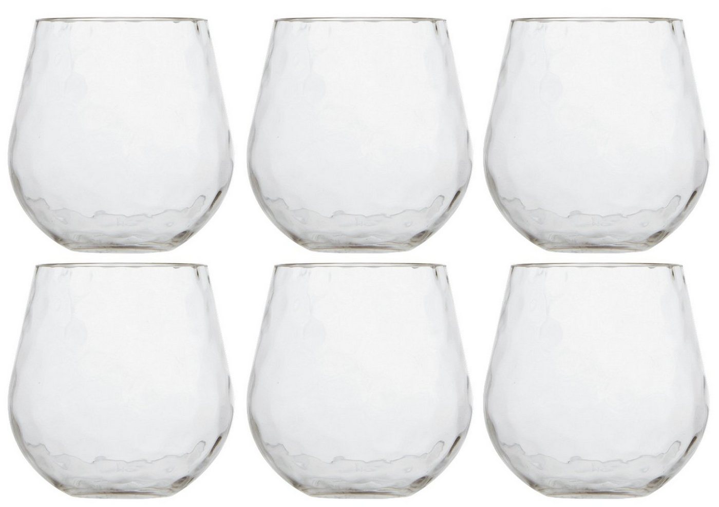 Marine Business Longdrinkglas Wasserglas Set 6 Stück, unzerbrechlich - hammered, MS-Kunststoff von Marine Business