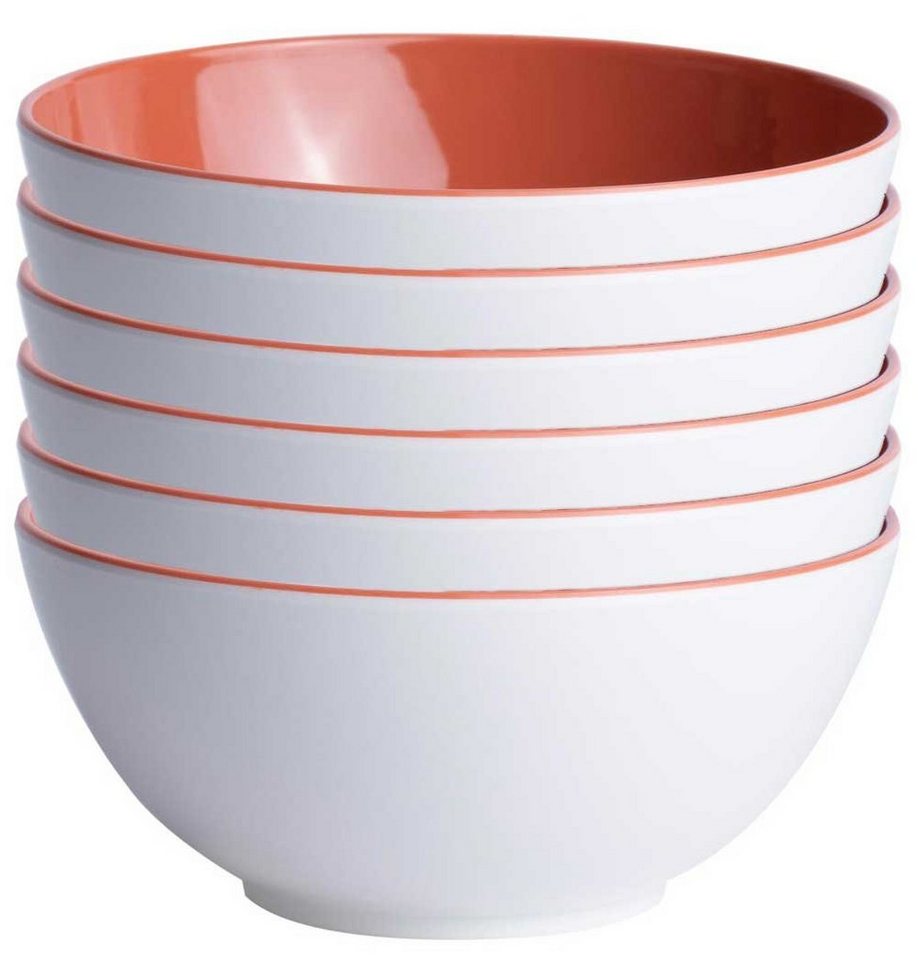 Marine Business Müslischale Salat Müsli Suppe Obst Schüssel klein, 15 cm, rund - Harmony Coral, Su, Melamin, (6 Stück, 6-tlg) von Marine Business
