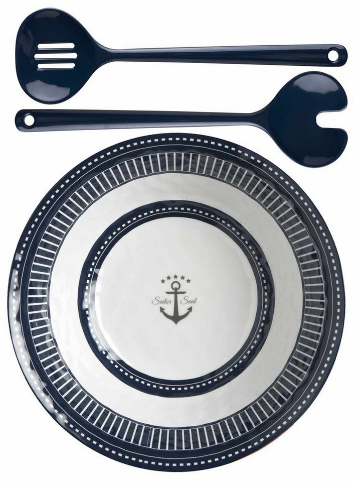 Marine Business Salatschüssel Große Salatschüssel, 27,5 cm mit Besteck - Sailor Soul, Melamin von Marine Business