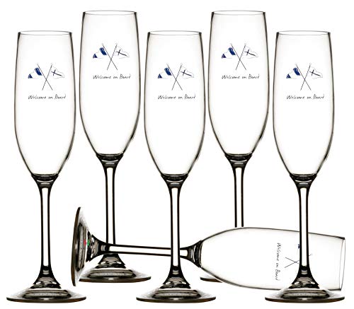 Marine Business Sekt Champagner Glas Set 6 Stück, unzerbrechlich - Welcome On Board von Marine Business