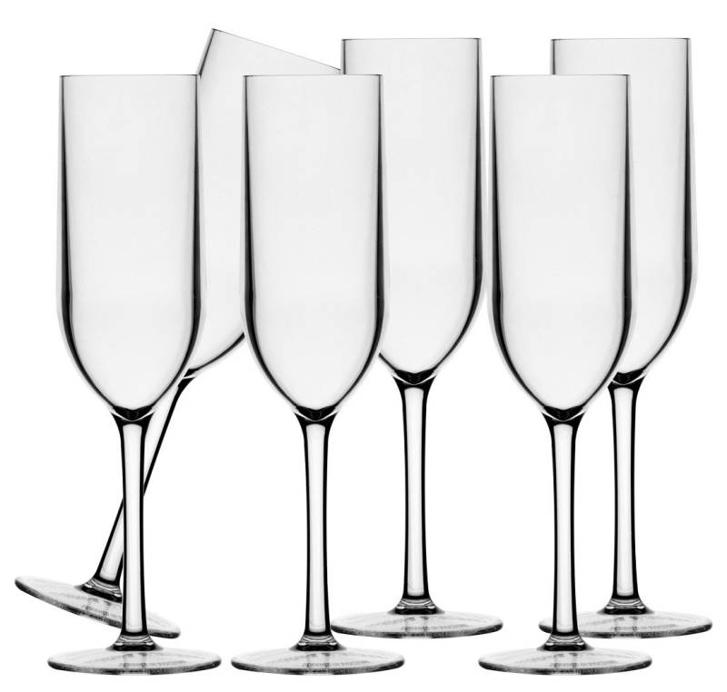Marine Business Sektglas Sekt Champagner Glas Happy Set 6 Stück, Kunststoff, unzerbrechlich, MS-Kunststoff von Marine Business